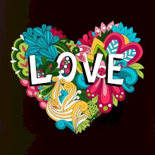 Love nápis květovaný