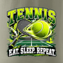 Tenisová raketa a míček eat sleep repeat
