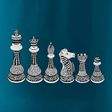 Šachové figurky v řadě - kreslené