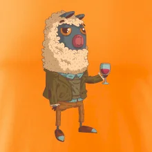 Alpaka s vínem muž