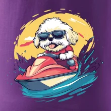 Lhasa Apso na vodním skútru