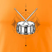 Symetrický buben s paličkami - minimalistická rytmická grafika