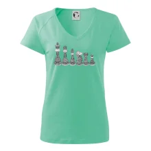 Šachové figurky v řadě - kreslené