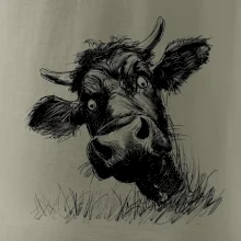 Černobílá karikatura černá kráva hlava