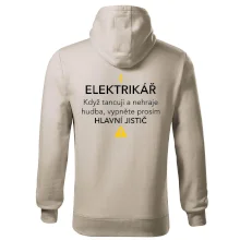 Elektrikář - hlavní jistič - Nápis na zádech