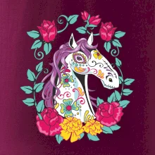 Kůň barevný s květinami