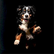 Bernský salašnický pes skakájící černá fotka