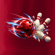 Bowlingová koule v akci a padající kuželky