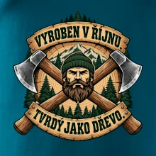 Dřevorubec vyroben v říjnu s překříženými sekerami
