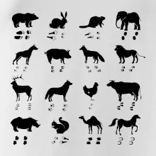 Zvířecí stopy s obrázkem zvířete - stopy zvířat