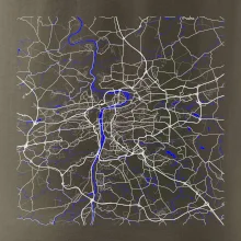 Praha - Mapa s vodními toky