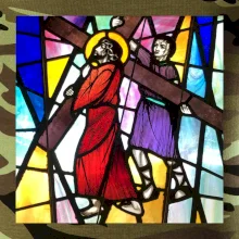 Vitráž - Ježíš a kříž