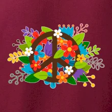Peace symbol prorostlý květinami