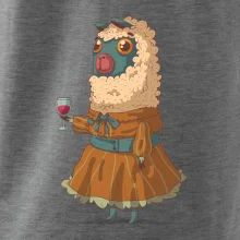 Alpaka s vínem žena