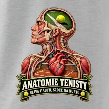 Anatomie tenisty hlava v autu srdce na kurtu