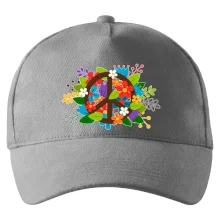 Peace symbol prorostlý květinami