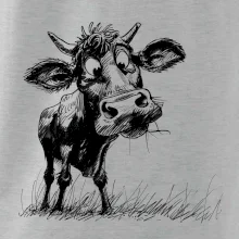Černobílá karikatura kráva stojící