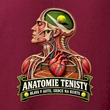 Anatomie tenisty hlava v autu srdce na kurtu