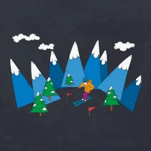 Lyžař a barevné hory