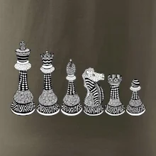 Šachové figurky v řadě - kreslené