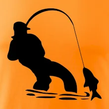 Rybář tahající rybu