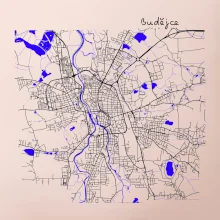 Budějce  - Mapa s vodními toky