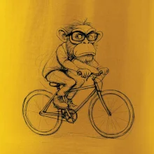 Opice s brýlemi na kole