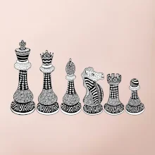 Šachové figurky v řadě - kreslené