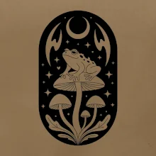 Goblincore černobílá oválná žába