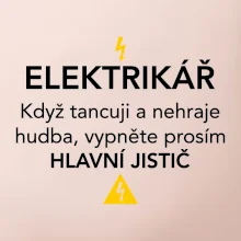 Elektrikář - hlavní jistič - Nápis na zádech