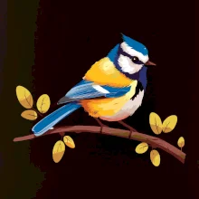 Sýkorka modřinka kreslená