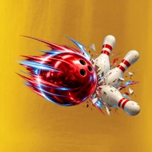 Bowlingová koule v akci a padající kuželky
