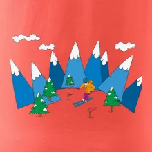 Lyžař a barevné hory