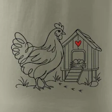 Slepice a kurník se srdíčkem