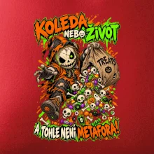 Halloweenský koledník s pytlem strašidelných sladkostí