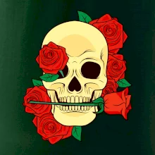 Lebka držící růži