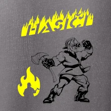 Hasič stojící - nápis hasiči - Velký nápis  na zádech