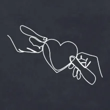 Dvě ruce a srdce jedním tahem