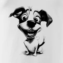 Černobílá karikatura Jack Russell teriér
