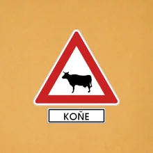 Dopravní značka - Pozor koně / kráva Dopravní značka - Pozor koně / kráva