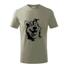 Černobílá karikatura husky