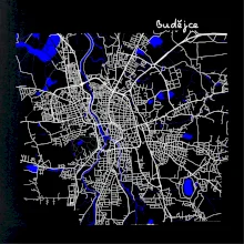 Budějce  - Mapa s vodními toky