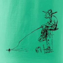 Kreslený rybář na pařezu