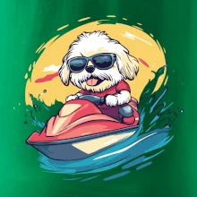 Lhasa Apso na vodním skútru