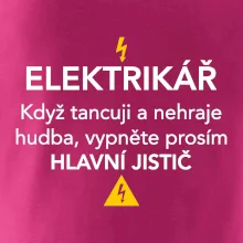 Elektrikář - hlavní jistič - Nápis na zádech