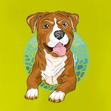 Americký staford kreslený v kolečku (Pecka design)