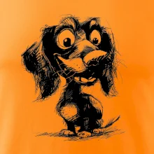 Černobílá karikatura jezevčík