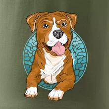 Americký staford kreslený v kolečku (Pecka design)