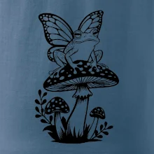 Goblincore černá houba se žábou