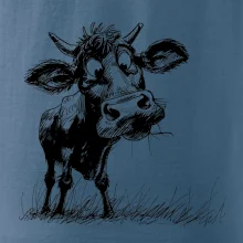 Černobílá karikatura kráva stojící